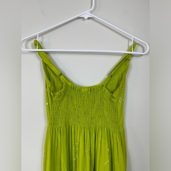 Iland Planet Miami Beach Elegant Green Embroidered Dress Straps Beach Size S/M? - Picture 10 of 16